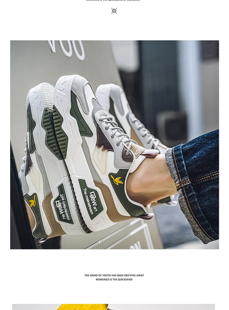 New Men's Leather Low-Top Fashion Easiest for Match Running Shoes Men's Skateboard Shoes Suitable for Outdoor Sports