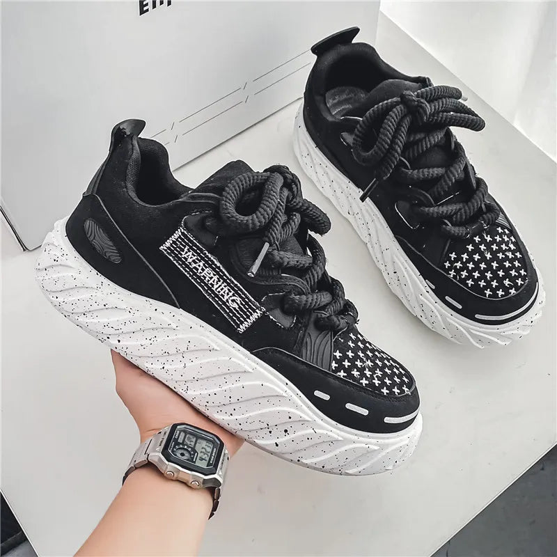 Chunky Men Canvas Sneakers Tennis Man Trend 2023 Casual Skateboarder Shoes Black Man Autumn Comfort Anti Slip Mens Footwear Rest