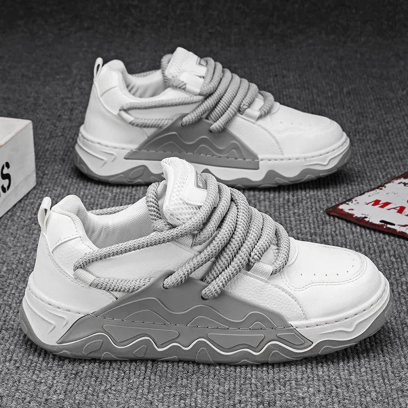 Men Casual Sneaker New Plush Lining White Sports Shoes Anti Slip Comfort Male Students Running Thick Soled Lace Up Shoes
