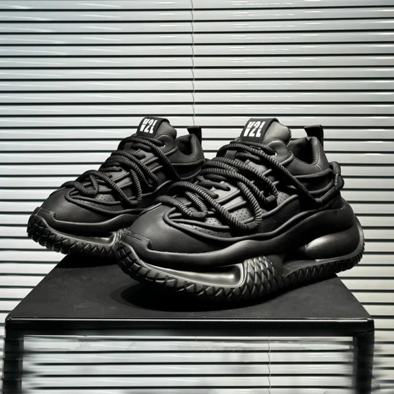 Men's Casual Shoes Solid Color Sneakers Trend Lace Up Running Shoes Outdoor Running Shoe Height Increased Platform Shoes for Men