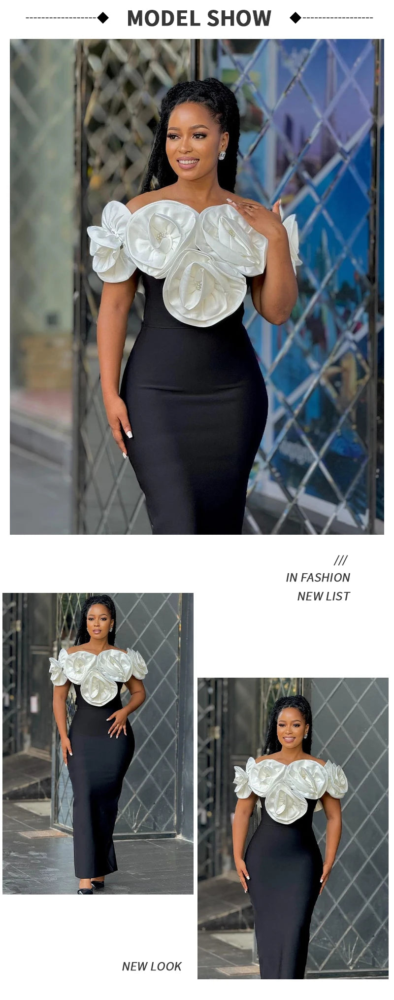 PB 2024 Elegant 3D Flowers Diamond Bra Bandage Maxi Dress Off Shoulder One Line Neck Sleeveless Women Celebrity Club Dress