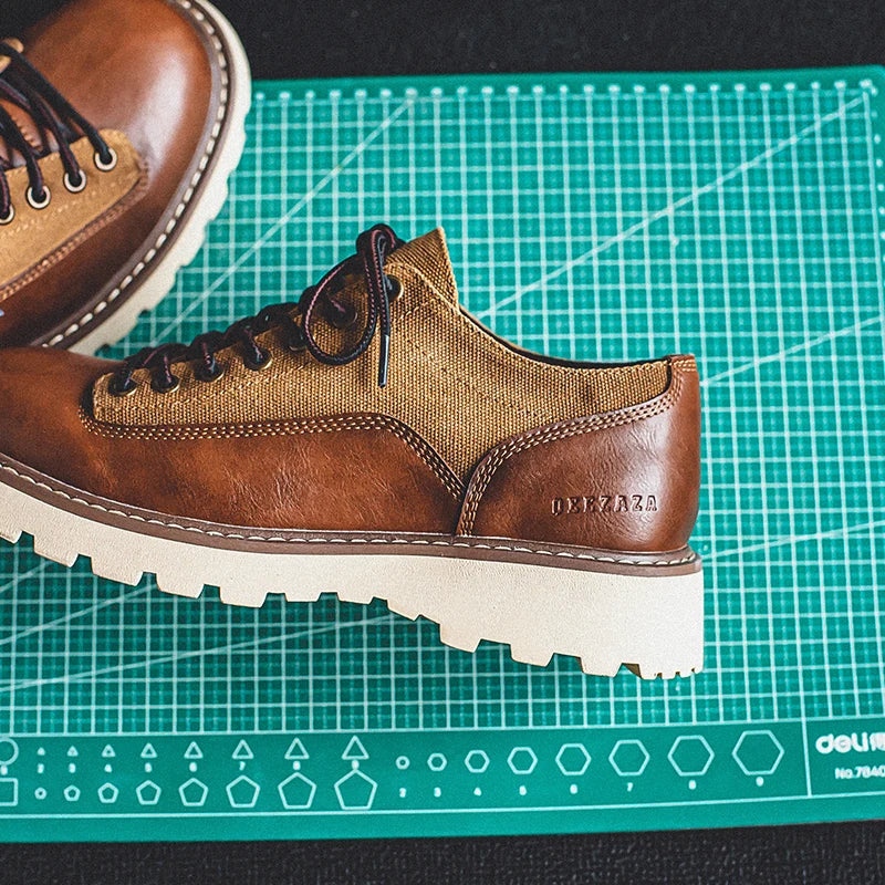 British Style Men's Work Shoes American Thick Soled Casual Shoes Men's Leather Trendy Shoes Retro Style Luxury Shoes