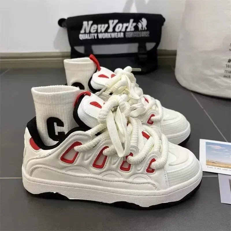 White Fashion Womens Sports Shoes Street Student Casual Platform Sneakers Running Harajuku Comfortable New Ladies Shoes