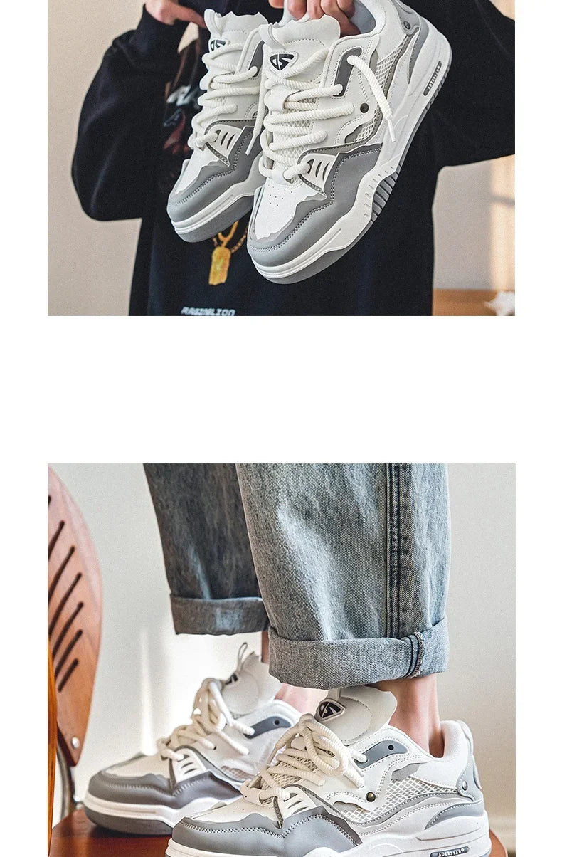 Men's Vulcanized Shoes Trendy Personalized Teenagers Casual Shoes Round Toe Lace-Up Plus Size Platform Shoes Men Shose For Sale