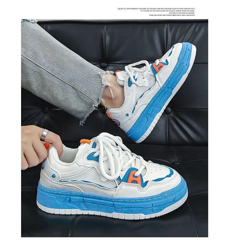 2023 Autumn New Niche Trendy Flat Board Shoes Korean Style Versatile Teenage Thick Bottomed Casual Sport Men's Shoes