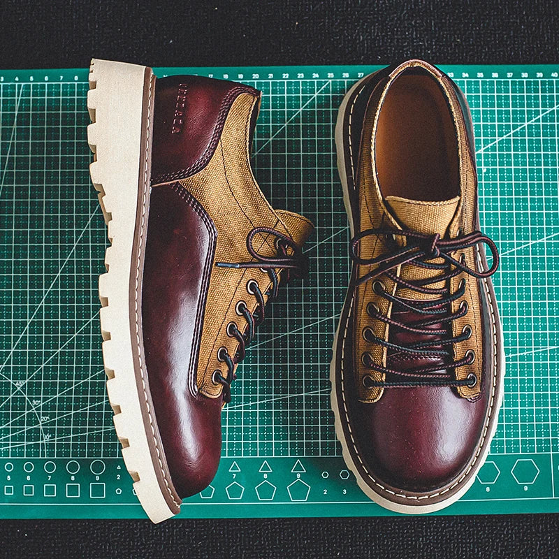British Style Men's Work Shoes American Thick Soled Casual Shoes Men's Leather Trendy Shoes Retro Style Luxury Shoes