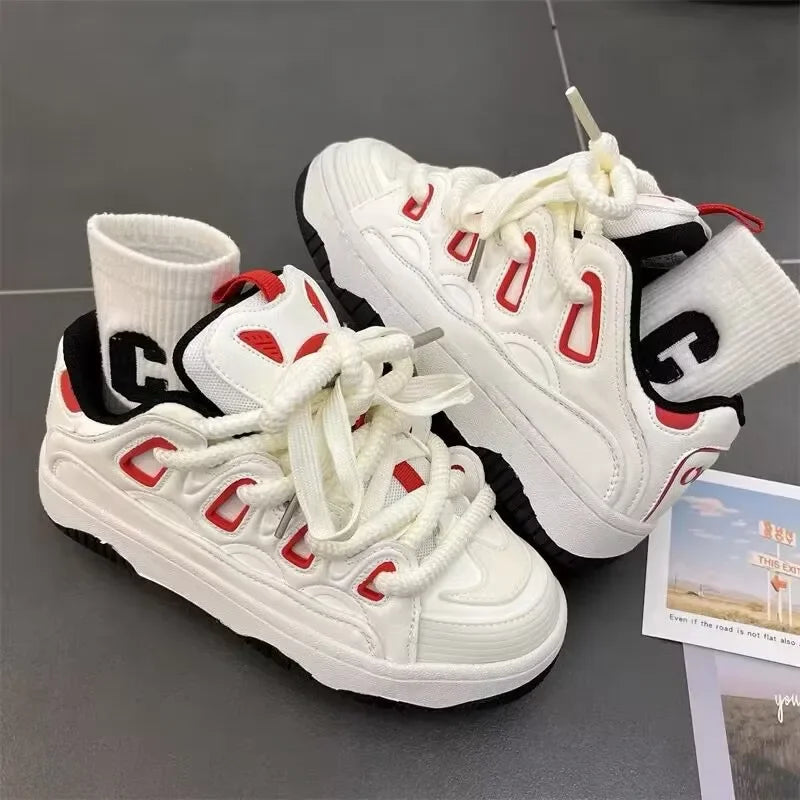 White Fashion Womens Sports Shoes Street Student Casual Platform Sneakers Running Harajuku Comfortable New Ladies Shoes