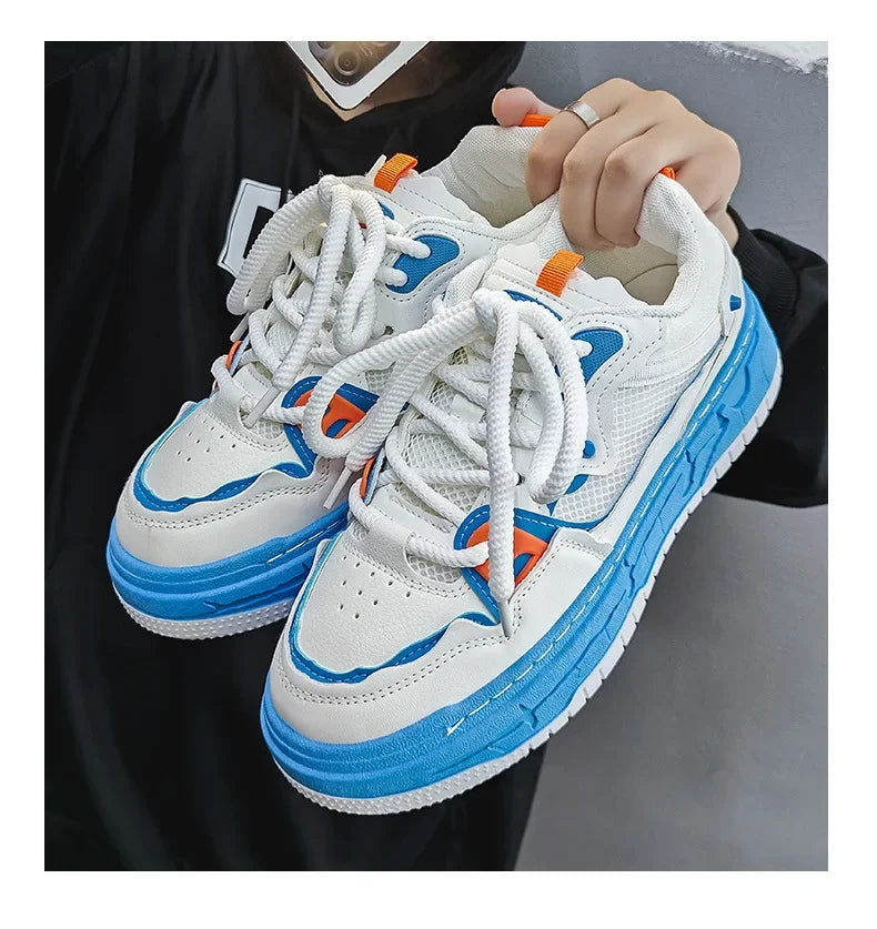 2023 Autumn New Niche Trendy Flat Board Shoes Korean Style Versatile Teenage Thick Bottomed Casual Sport Men's Shoes