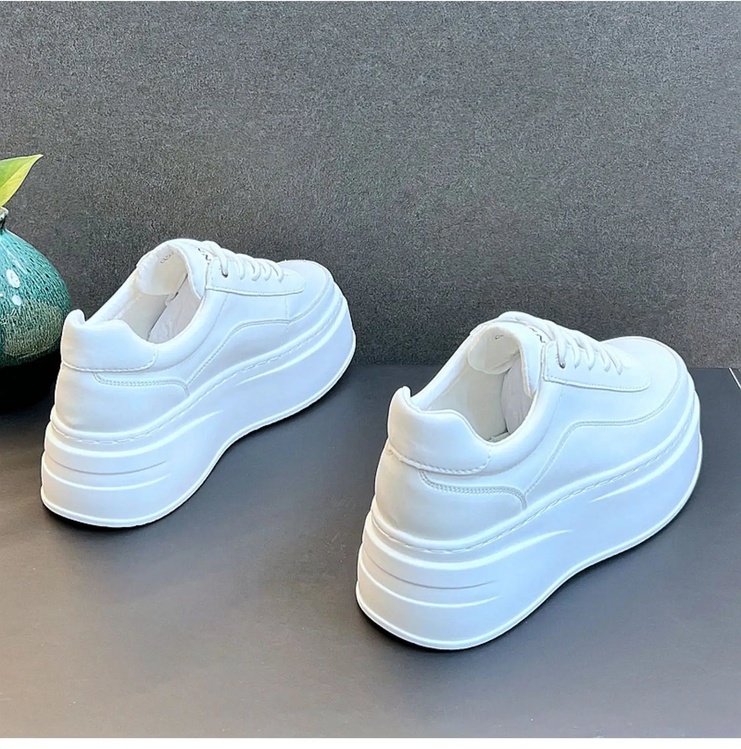 Men's Height Increasing Shoes New White Fashion Breathable Thick Soled Flat Shoes Trend Versatile Casual Board Shoes man