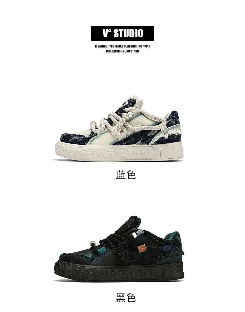 New Fashion Rope Chunky Sneakers Men's Casual Aesthetic Walking Shoes Man Stylish Vulcanize Trainer Male Brand Skateboard Shoes