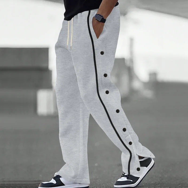 2024 Casual Sports Breasted Pants Men's Autumn New Button Loose Straight Drawstring Oversized Sweatpants Trousers Free shipping