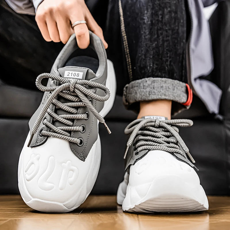 Thick Sole Men Chunky Sneakers Outdoor Wear-resistant Male Trends 2025 New Mens Casual Shoes Fashion Comfort Anti Slip Vulcanize