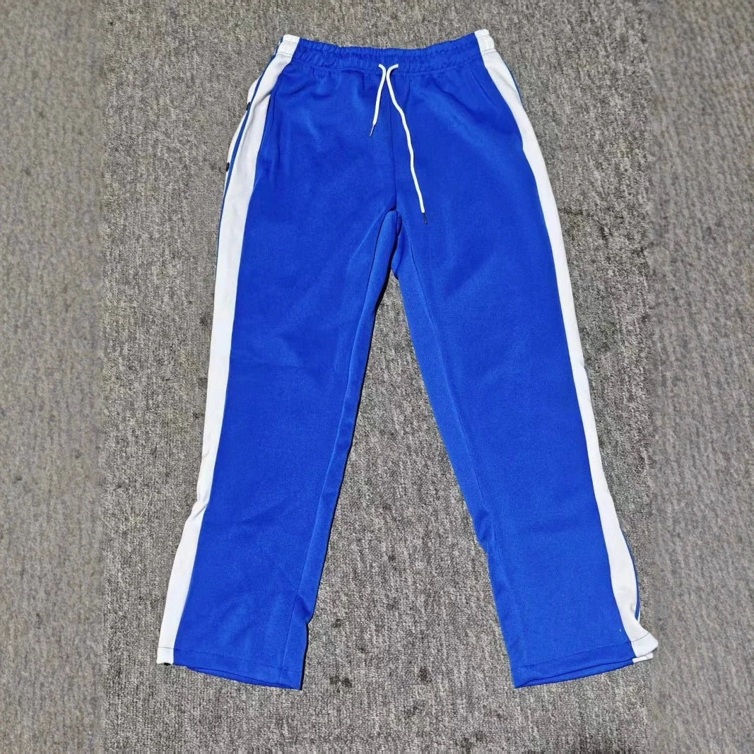 Men's outdoor sports and fitness casual pants, with multiple buttons on the side, fashionable and versatile loose straight-leg p