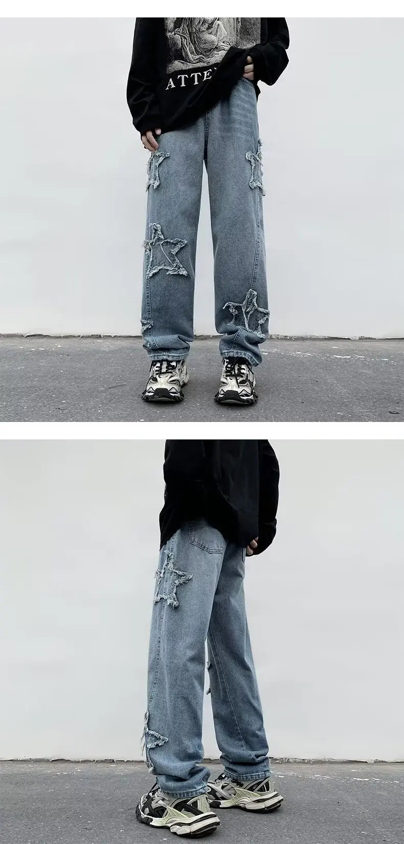2025 New Fashion Stars Towel Embroidery Brown Men Jeans Pants Y2K Clothes Straight Hip Hop Cotton Trousers Pantalon Homme