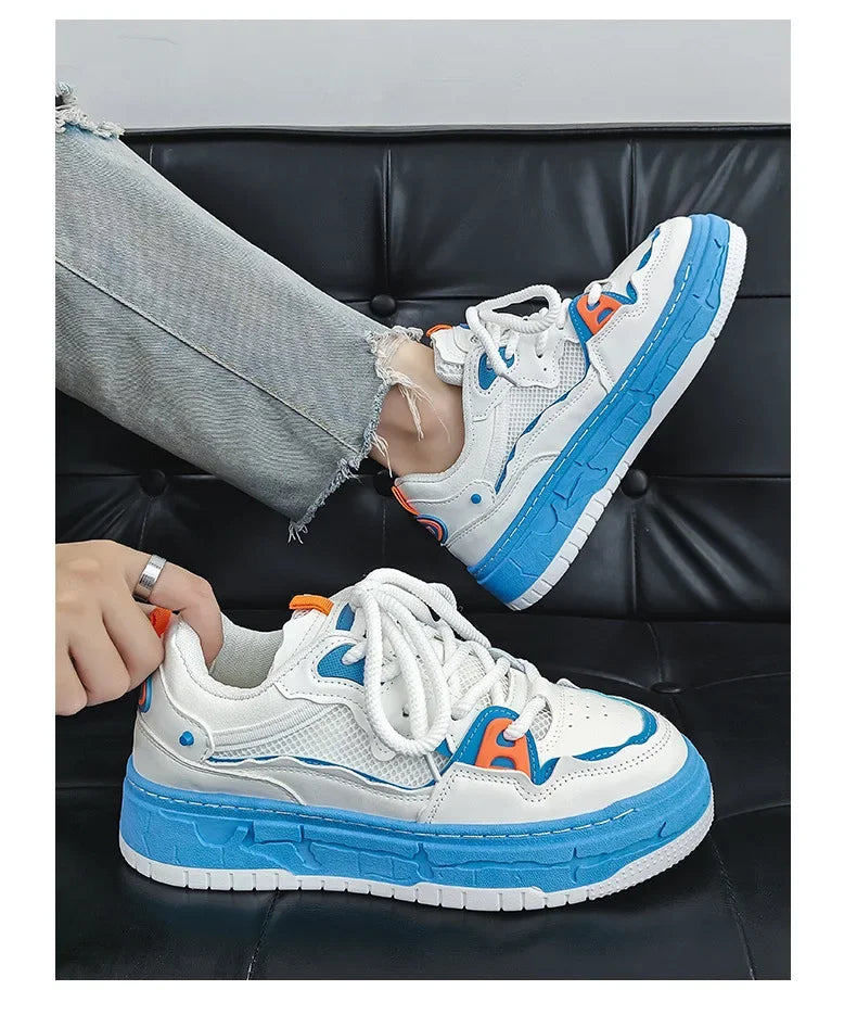 2023 Autumn New Niche Trendy Flat Board Shoes Korean Style Versatile Teenage Thick Bottomed Casual Sport Men's Shoes