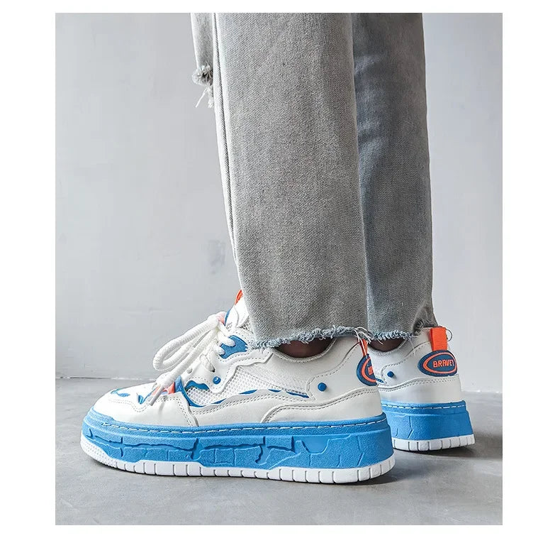 2023 Autumn New Niche Trendy Flat Board Shoes Korean Style Versatile Teenage Thick Bottomed Casual Sport Men's Shoes