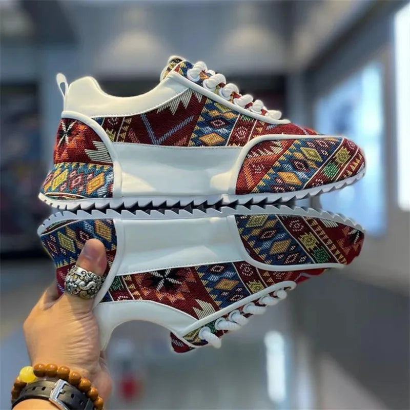 Designer Big Size 39-48 Men Chunky Sneakers Flats Board Shoes 2025 Spring New Microfiber Leather Casual Shoes Increased Internal