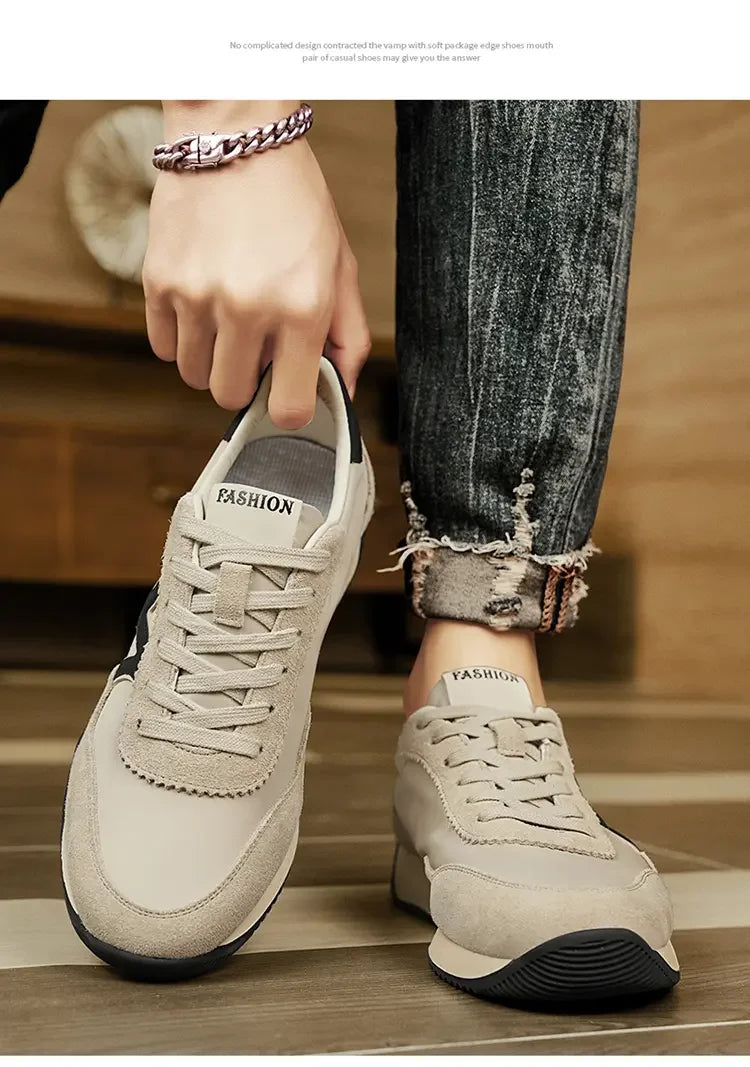 Sneakers Casual Mens Designer Retro Running Shoes Fashion Microfiber Leather Fabric Breathable Increased Internal Platform Shoes