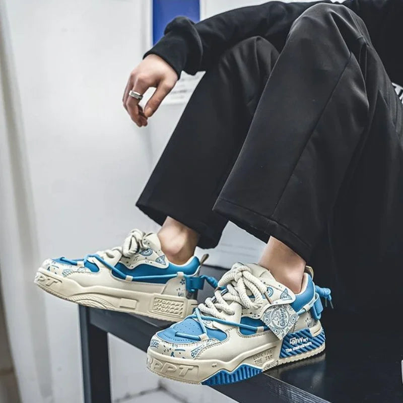 Men Sneakers Outdoor Casual Shoes Fashion Spring Breathable Vulcanized Shoes Comfortable Walking Shoe Platform Lace Up Men Shoes