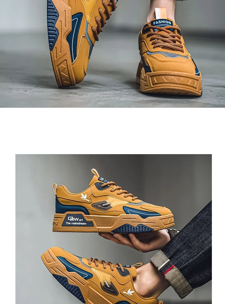 2025 Autumn New Casual Sports Shoes Men's Leather Low-Top Fashion Trend Easiest for Match Running Shoes Men's Skateboard Shoes
