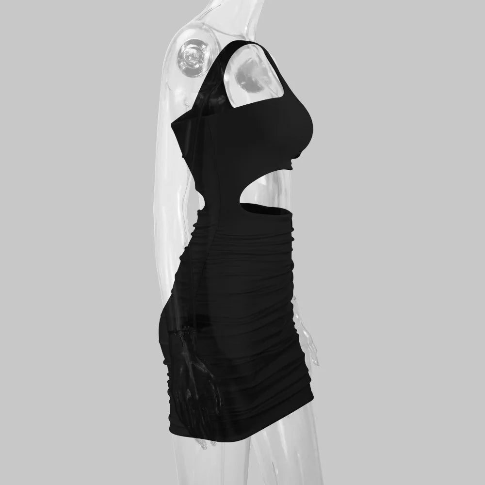 2025 Women's Clothing, Sexy Fashion Hollow Lace Up Pleated Night Club Party Dress Vestidos Plus Size 9XL 8XL 7XL 6XL XXXXXL