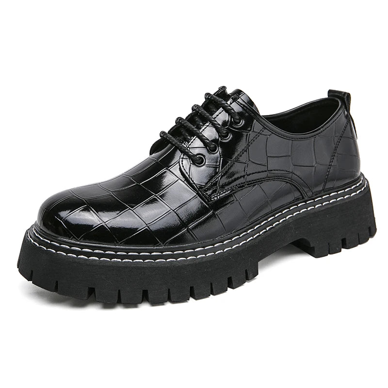 Derby Thick soled Men's Shoes Trendy British style Leisure Outdoor Fashion Party Plus Size Daily office youth leather shoes