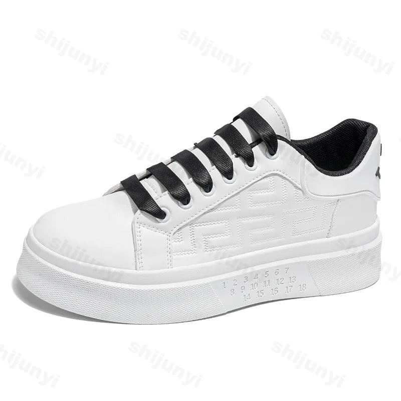 2025 Spring Autumn New Men's Shoes Breathable Comfortable White Shoes Men's Platform Sneakers Lace-up Casual Sports Shoes