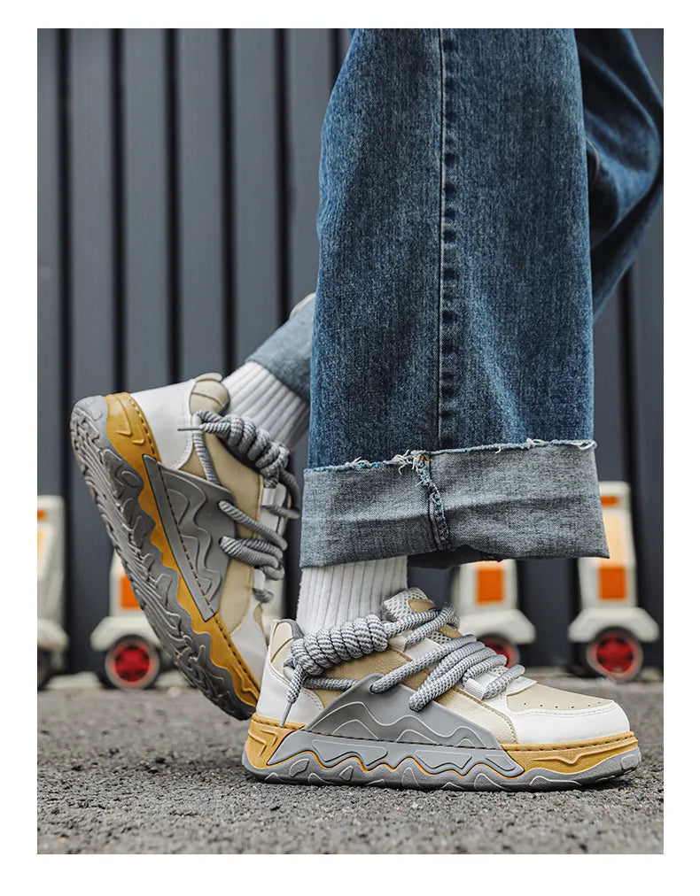 Men Casual Sneaker New Plush Lining White Sports Shoes Anti Slip Comfort Male Students Running Thick Soled Lace Up Shoes