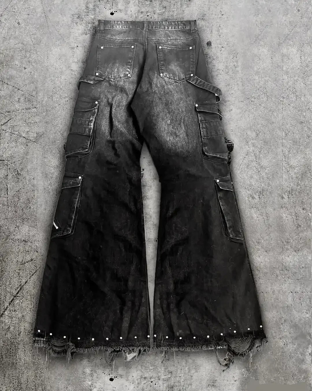 European and American oversized pocket washed wide leg straight leg jeans men's y2k Harajuku high street denim wide leg pants