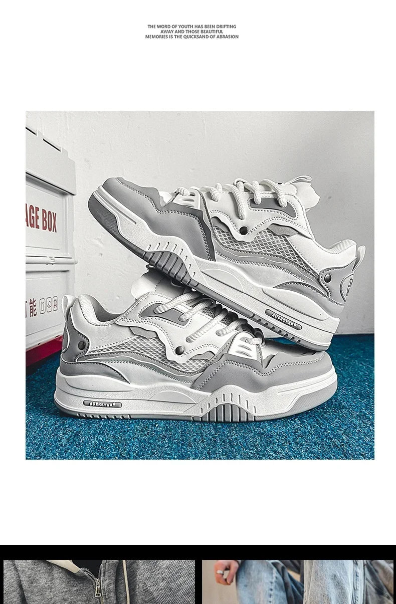 Men's Vulcanized Shoes Trendy Personalized Teenagers Casual Shoes Round Toe Lace-Up Plus Size Platform Shoes Men Shose For Sale