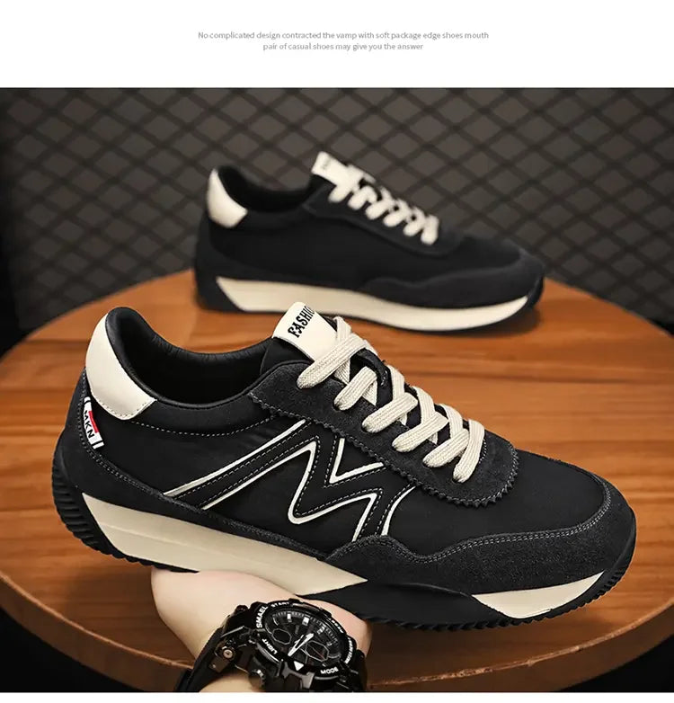 Sneakers Casual Mens Designer Retro Running Shoes Fashion Microfiber Leather Fabric Breathable Increased Internal Platform Shoes