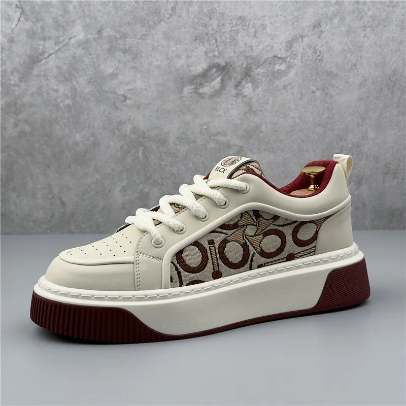 Luxury Designer Britain Men's Lace Up Color-blocked Thick Bottom Causal Board Shoes Flats Moccasins Male Walking Sneakers