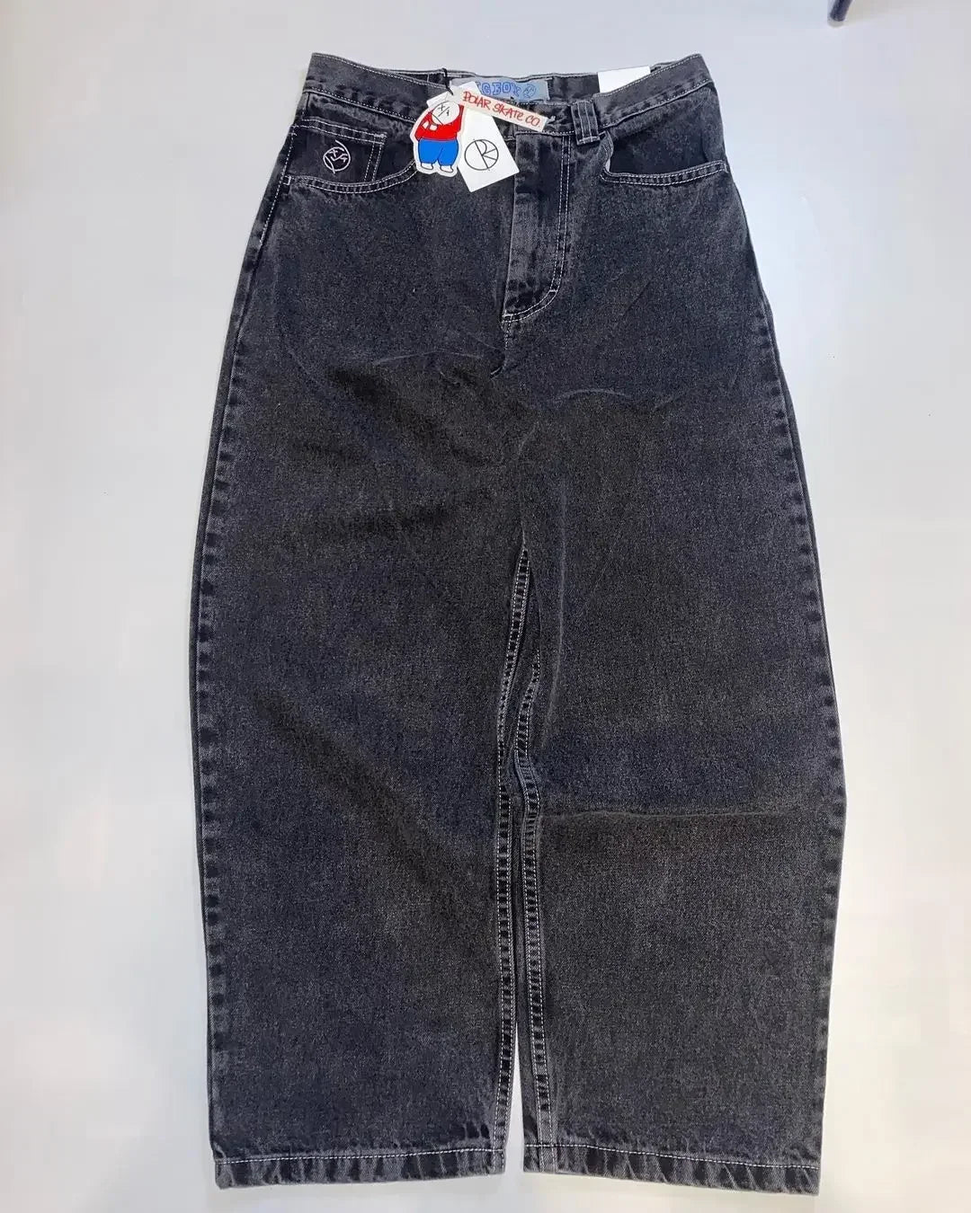European and American oversized pocket washed wide leg straight leg jeans men's y2k Harajuku high street denim wide leg pants