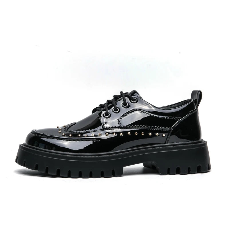 Men Casual Office Business Formal Oxford Thick Bottom Dress Shoes Men Gentleman Outdoor Patent Leather Wedding Shoes Fashion