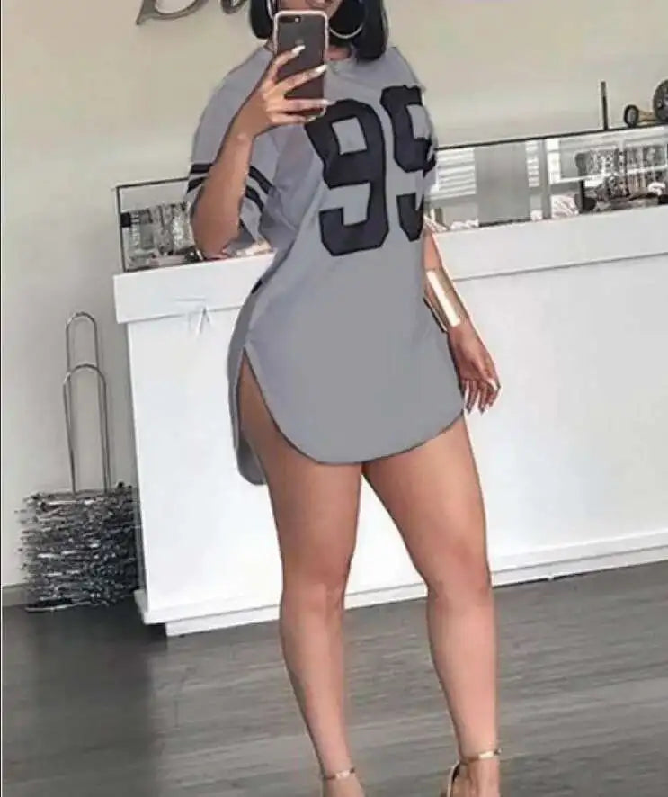 Woman's Tshirts Superior Quality Spring/summer Letters Loose O Neck Short Sleeve Fashion Ladies Tops T Shirt Dress SJL9