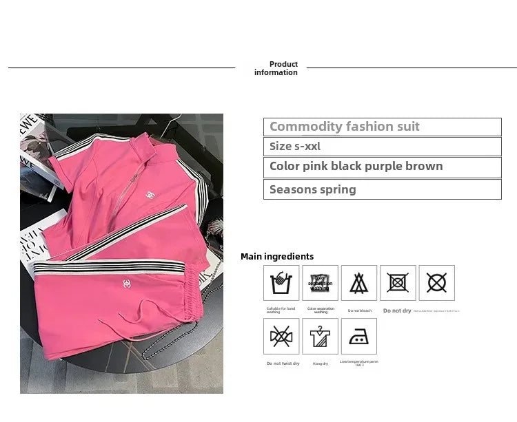 Korean Style Women's Sportswear Summer 2024 Trendy Age-Reducing Slimming Elegant Short Sleeves Hooded Top 2-Piece Set