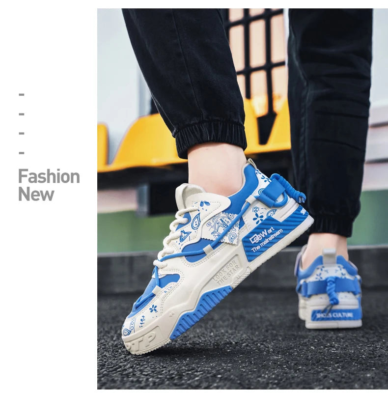 Men's thick soled casual shoes four season soft soled outdoor walking shoes student flat shoes youth fashion sports board shoes