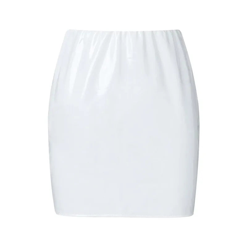 Women High Waist Pu Leather Skirts Solid Black Red Orange Sexy Pencil Mini Skirts