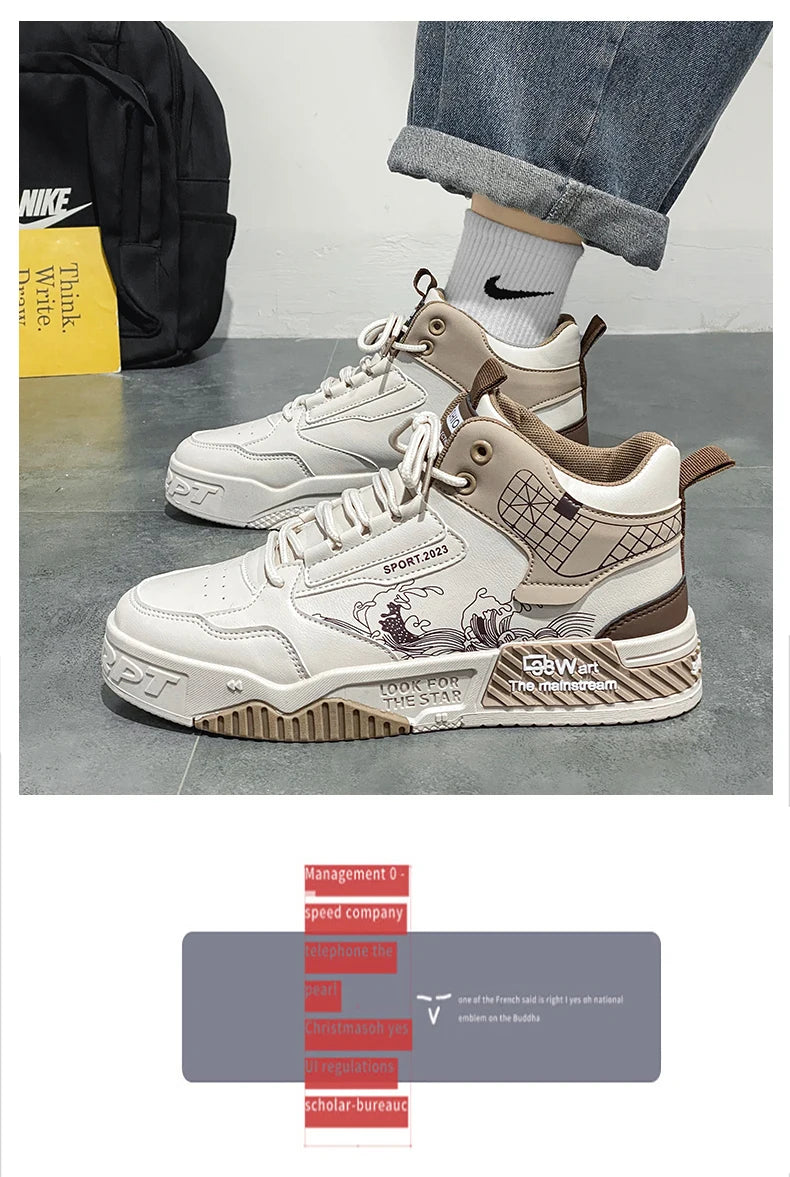 High-Top Men Casual Shoes Fashion Non-Slip Men Sneakers Breathable Lace Up Walking Shoes Male Flat Tenis Shoes Zapatillas Hombre