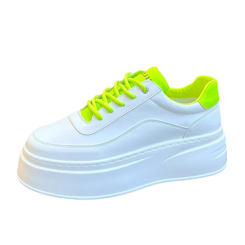 Men's Height Increasing Shoes New White Fashion Breathable Thick Soled Flat Shoes Trend Versatile Casual Board Shoes man