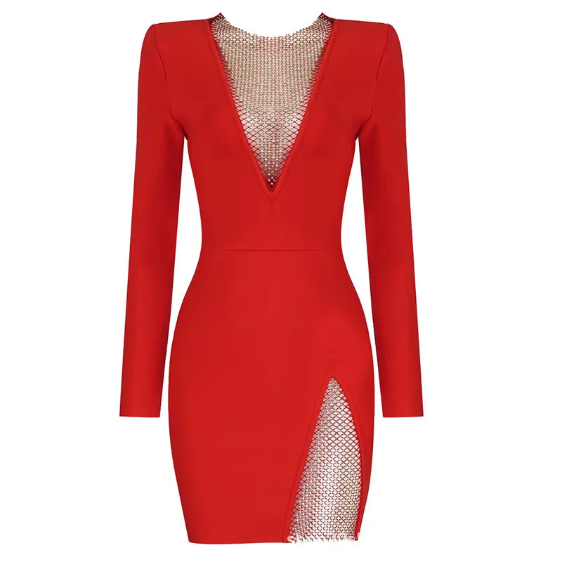 2025 New Arrival Diamond-encrusted See-through Dress Nightclub Tight-fitting Sexy Formal Dress
