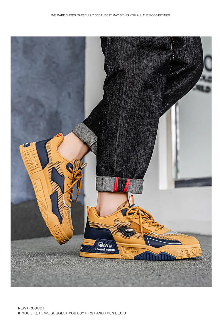 Men's Casual Sports Shoes Low-Top Fashion Trend Mesh Men Skateboard Shoes New 2025 Summer Outdoor Sports Shoes Tenis Masculino