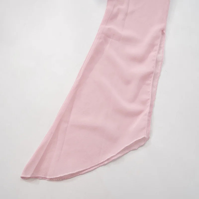Sexy Deep V-Neck Nightgown Trendy Pink Backless Flare sleeve Sheer Mini Dress Women's Sensual Clothing Sleepwear Loungewear Pjs