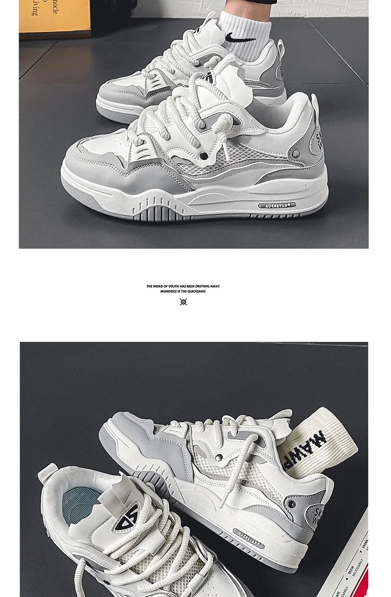 Men's Vulcanized Shoes Trendy Personalized Teenagers Casual Shoes Round Toe Lace-Up Plus Size Platform Shoes Men Shose For Sale