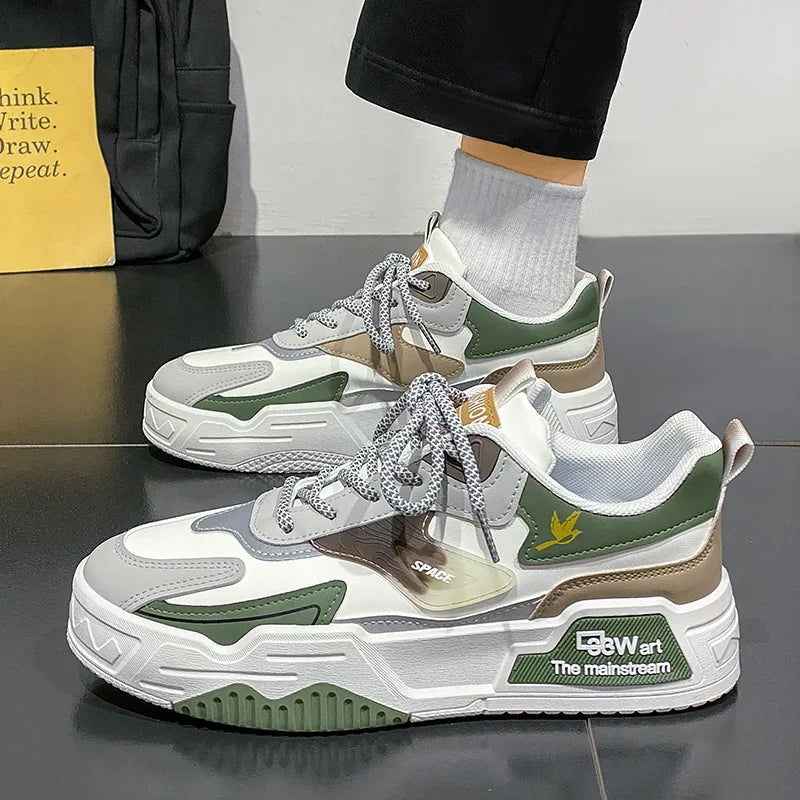 2025 Autumn New Casual Sports Shoes Men's Leather Low-Top Fashion Trend Easiest for Match Running Shoes Men's Skateboard Shoes