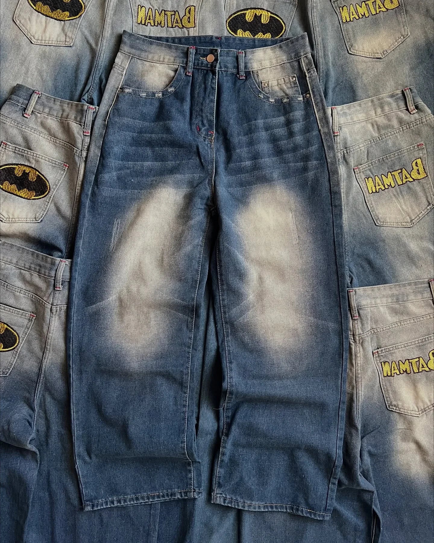 Harajuku Embroidered Baggy Jeans Men Women Hip Hop Vintage Black Wash Baggy Jeans Low Rise Wide Leg Pants American Y2K Clothes