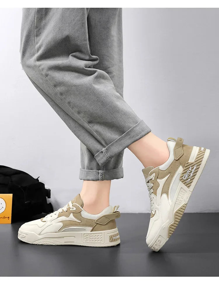 Men's Sneakers Men's Comfortable Platform Shoes 2024 Trend Lace-up Vulcanized Shoes White Casual Sneakers Zapatillas