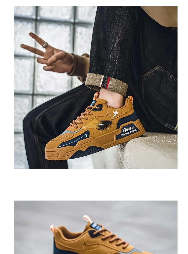 New Men's Leather Low-Top Fashion Easiest for Match Running Shoes Men's Skateboard Shoes Suitable for Outdoor Sports