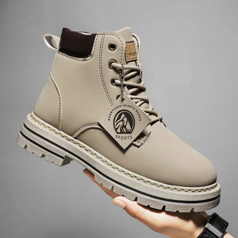 Men's Footwear Resistant Waterproof High-top Motorcycle Boots Soft Bottom Work Clothes Anti-slip Yellow Boots Men Cowboy Boots