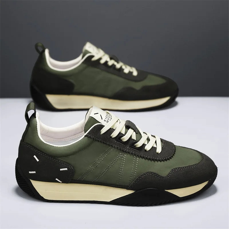 Sneakers Casual Mens Designer Retro Running Shoes Fashion Microfiber Leather Fabric Breathable Increased Internal Platform Shoes